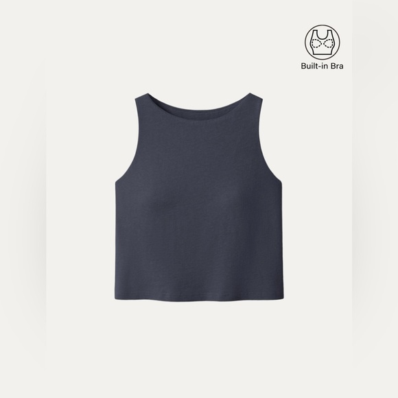 New OGL Cotton-Linen-Luxe Cropped Boatneck Brami Tank - Black Size M - Picture 1 of 12